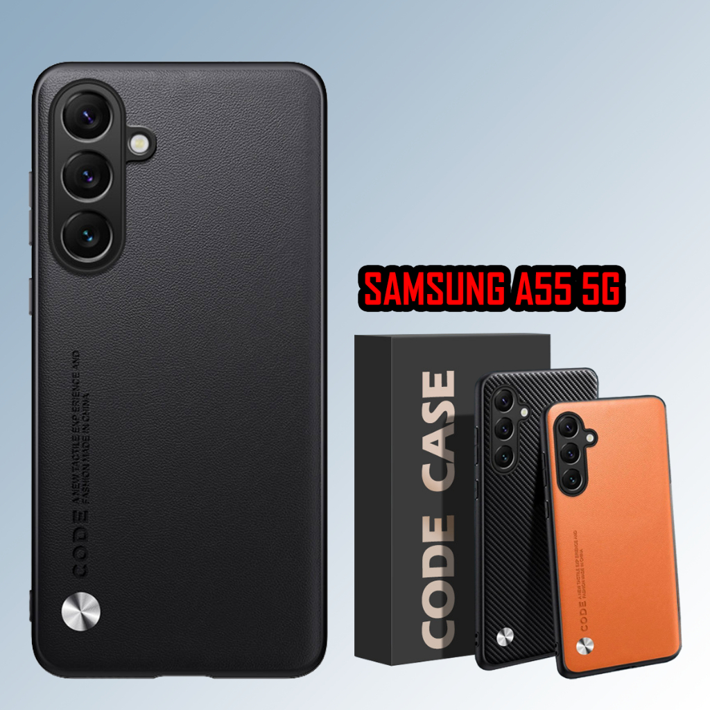 Case Samsung A55 5G Case Leather Code Hard Cover Casing