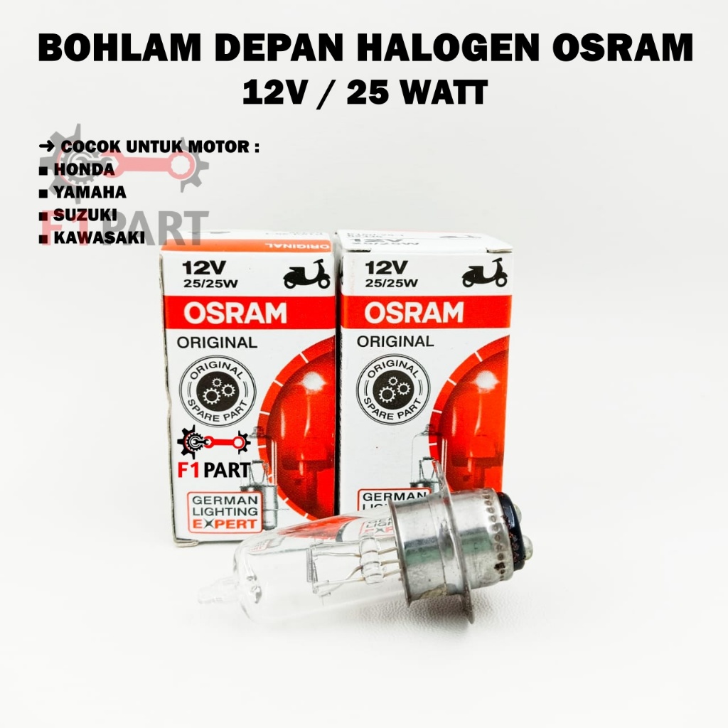 2Pcs Bohlam Halogen Depan Osram Lampu Kuning 12V/25W Untuk Motor Matic & Bebek Honda Yamaha Suzuki