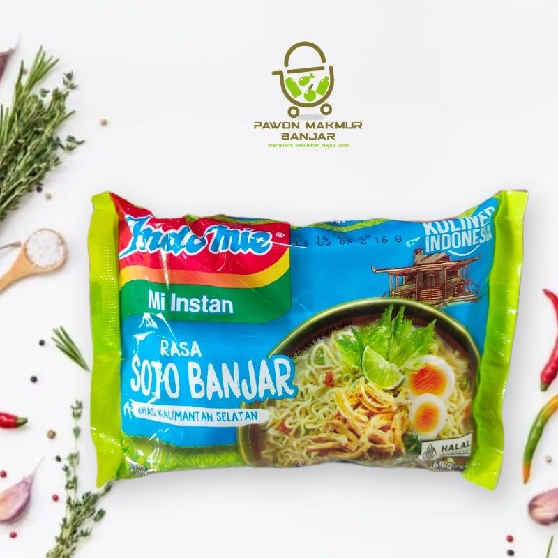 

INDOMIE / MIE INSTAN KUAH RASA SOTO BANJAR / PERBUNGKUS 69gr