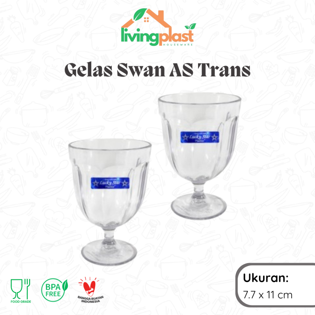 Gelas Kaki Swan AS Transparan / Gelas Es Buah Bening / Cangkir Buah / Mangkok Es Buah Plastik