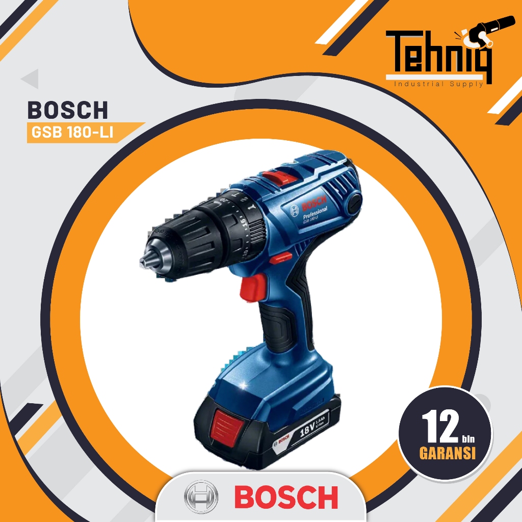 Bosch GSB 180 LI 18V Cordless Impact Drill / Bor Tembok Baterai Bosch GSB 180