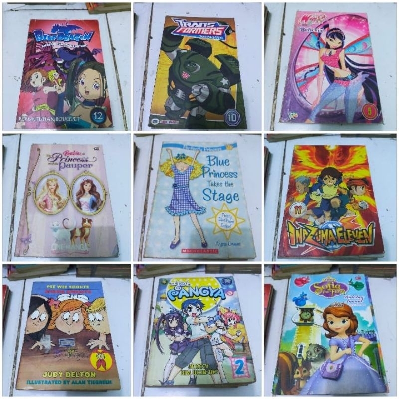 Komik Inazuma eleven. Blue dragon.Winx club believix. Transformers.Barbie princess. Blue princess.Pa