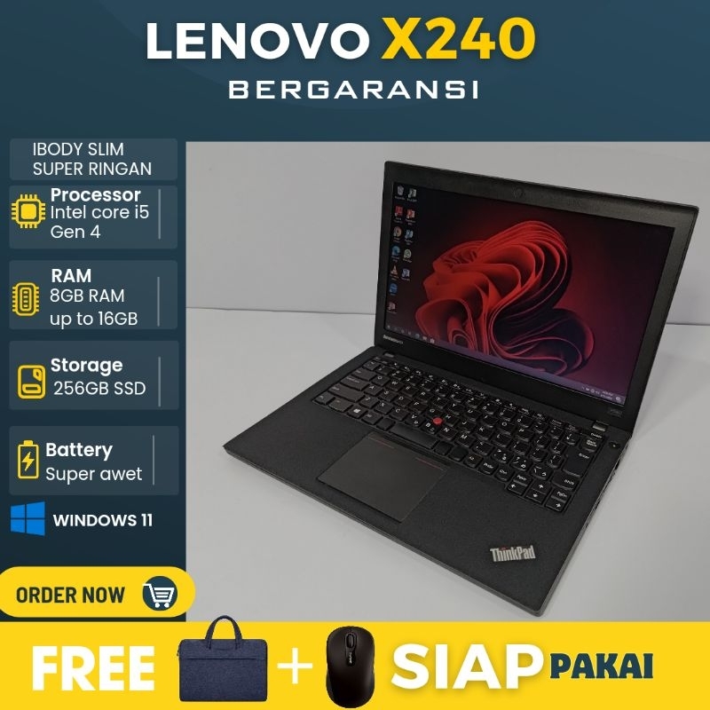 Laptop Lenovo X240 Core i5 Gen4 Ram 8GB SSD 256GB  - Win 10