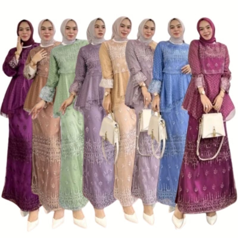 Afifah Setelan Rok Kondangan Dress Muslimah Set Rok Pesta Busana Muslim Wanita Size XL