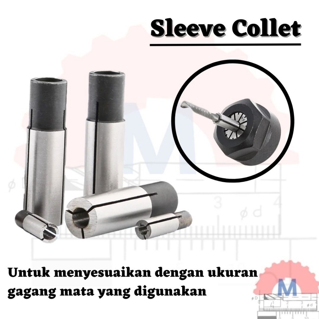 Adapter Collet Sleeve Collet Lurus untuk trimmer router CNC