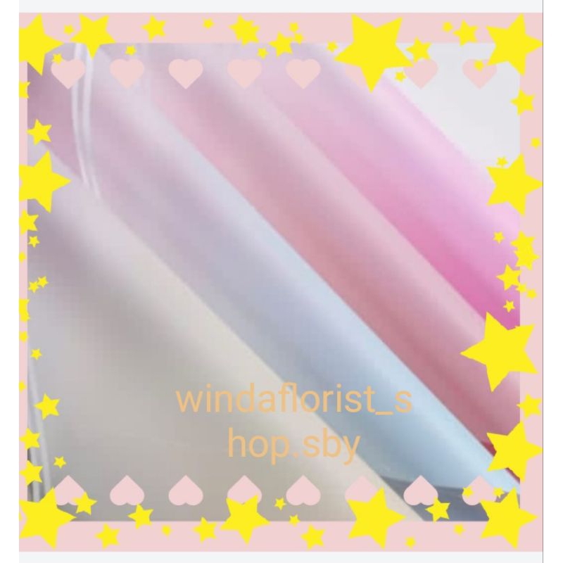 

Kertas Buket (ECER) Cellophane Flower Wrapping gradasi List Double White