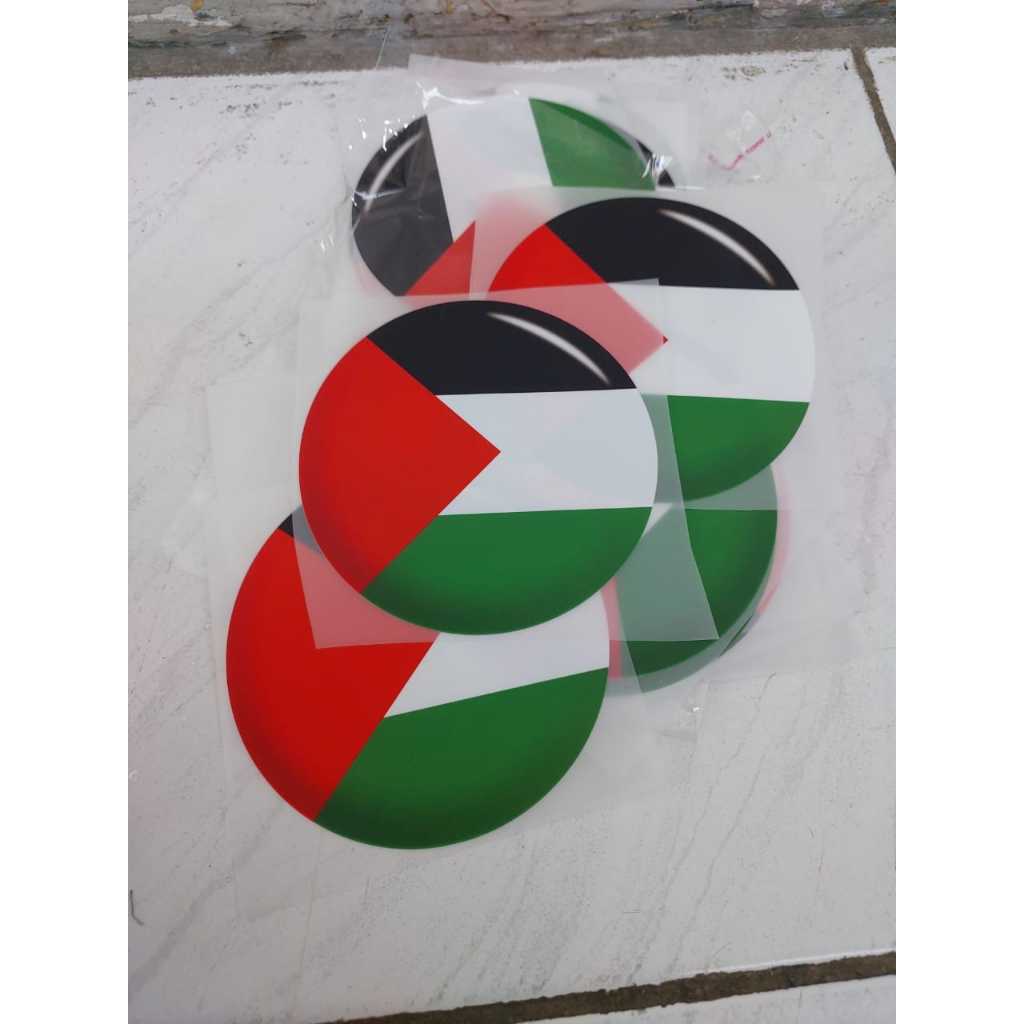 

Stiker DTF Logo Palestina_Indonesia_Lambang Garuda Bulat 3D Ukuran Diameter 9cm