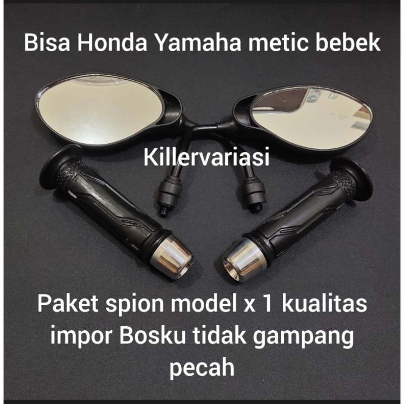 paket promo spion x 1 125 + handgrip standar + Jalu stang chrome Mio Xeon Fino beat Vario Scoopy
