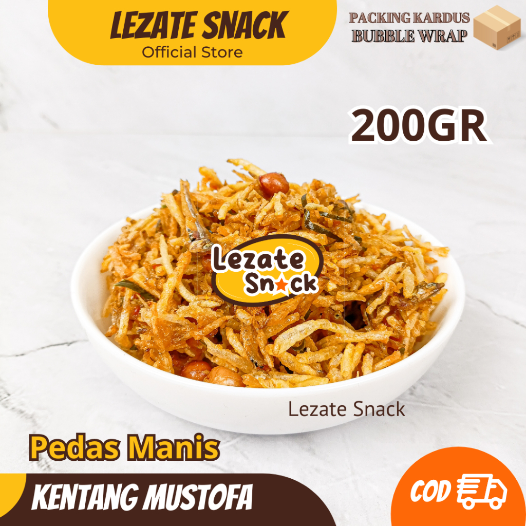 

Sedap Snack - Kering Kentang Mustofa Pedas Manis Daun Jeruk 200gr Murah Enak Renyah / Klengkam Solo Kering Kentang Balado Mustofa Teri Kacang