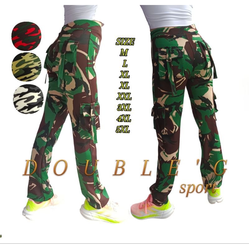 [CELANA CARGO WANITA LORENG]celana senam cargo wanita panjang / celana olahraga wanita motif loreng 