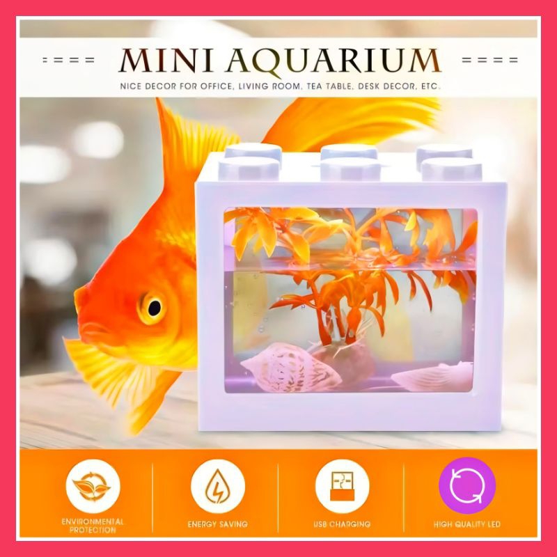 AQUARIUM MINI AKRILIK IKAN CUPANG & IKAN HIAS DESIGN LEGO