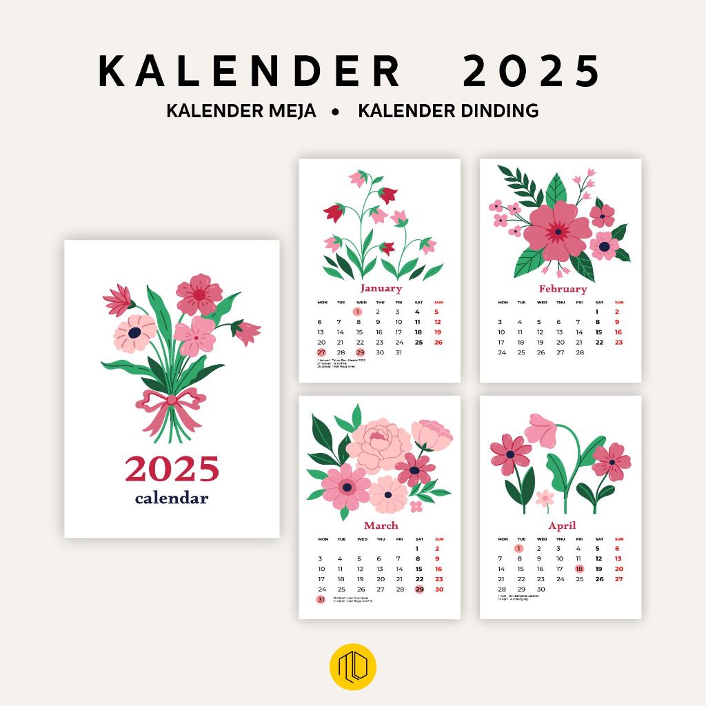 

2025 Kalender Dinding Motif Bunga / Kalender Meja 2025 Model Flowers / Kalender Viral 2025 / Kalender Aesthetic 2025 2026