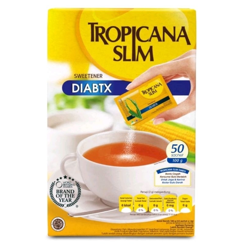 

Tropicana Slim Sweetener Diabtx 50 Sachet (100g) 100% Original