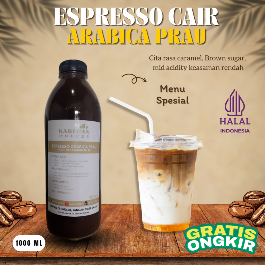 

Karfuan Espresso Cair 100% Arabica Prau Sumbing Espresso Cair Konsentrat