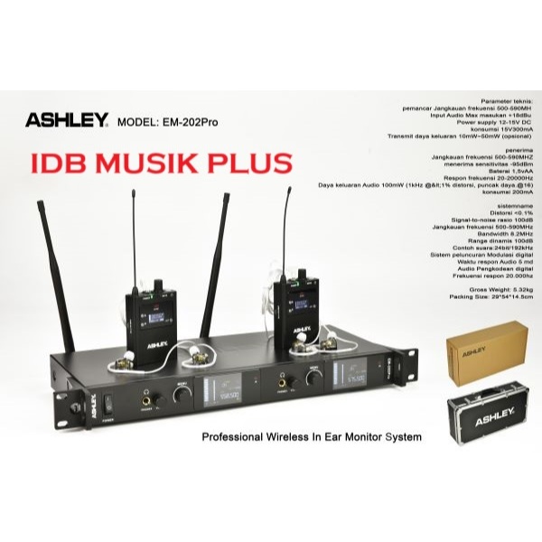 Ear Monitor 2 Ch Ashley EM202PRO EM 202PRO Original