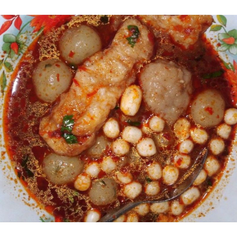 

baso Aci isi ayam baso 6 butir komplit bumbu minyak bawang Chili Oil pedas