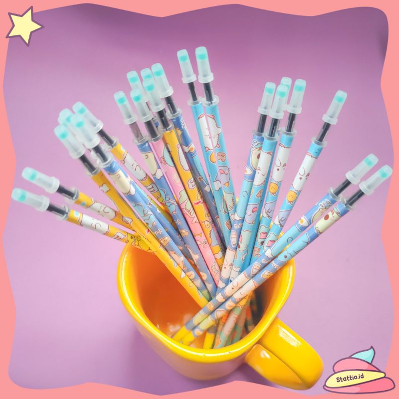 

Pena Gel Refill Pastel Karakter Mix Tinta Hitam Isi Ulang Pulpen