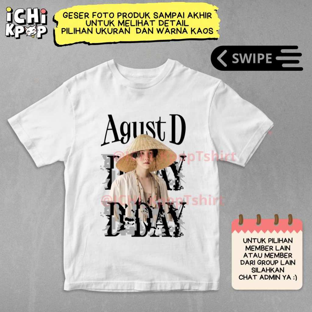 kaos DDAY army kpop korea T-shirt SUGA MIN YOONGI