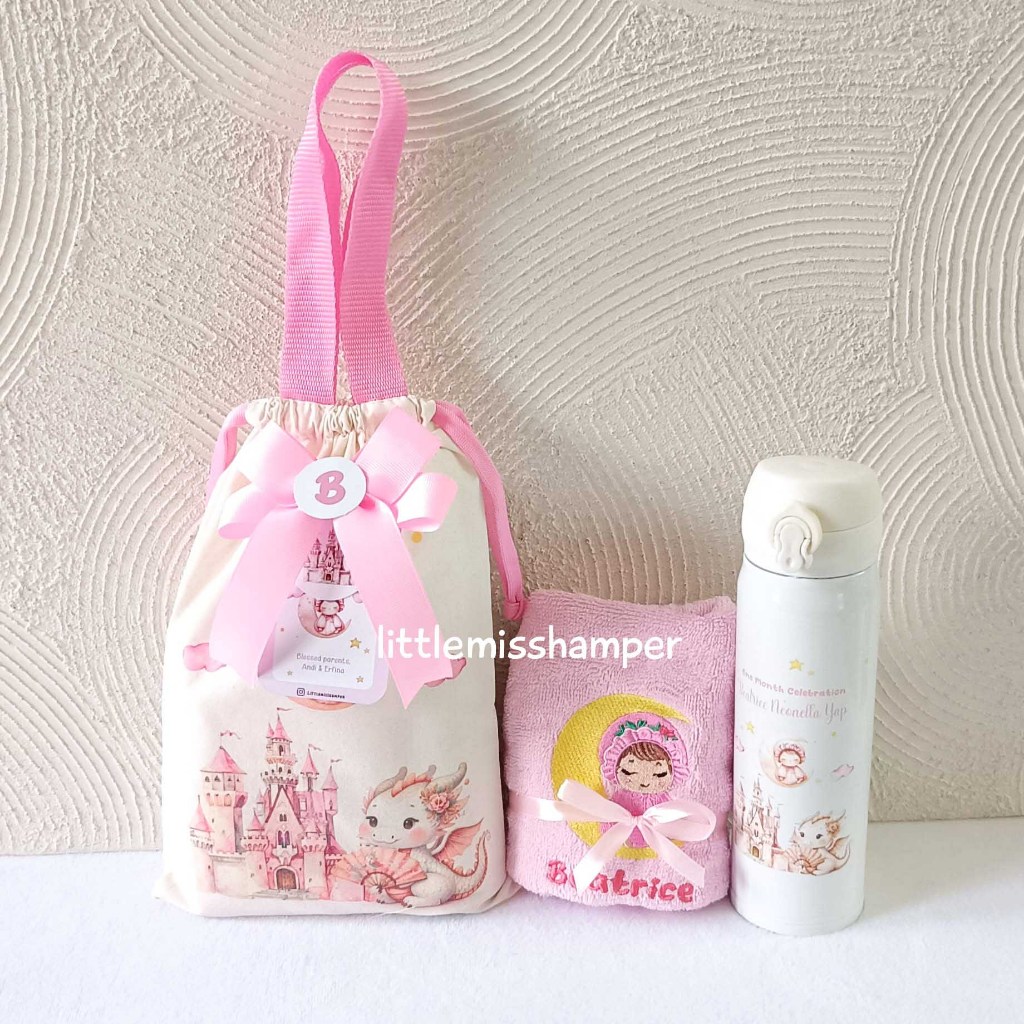 Custom Hampers Lorenz one month tas baby hamper termos tumbler print dan handuk bordir malang
