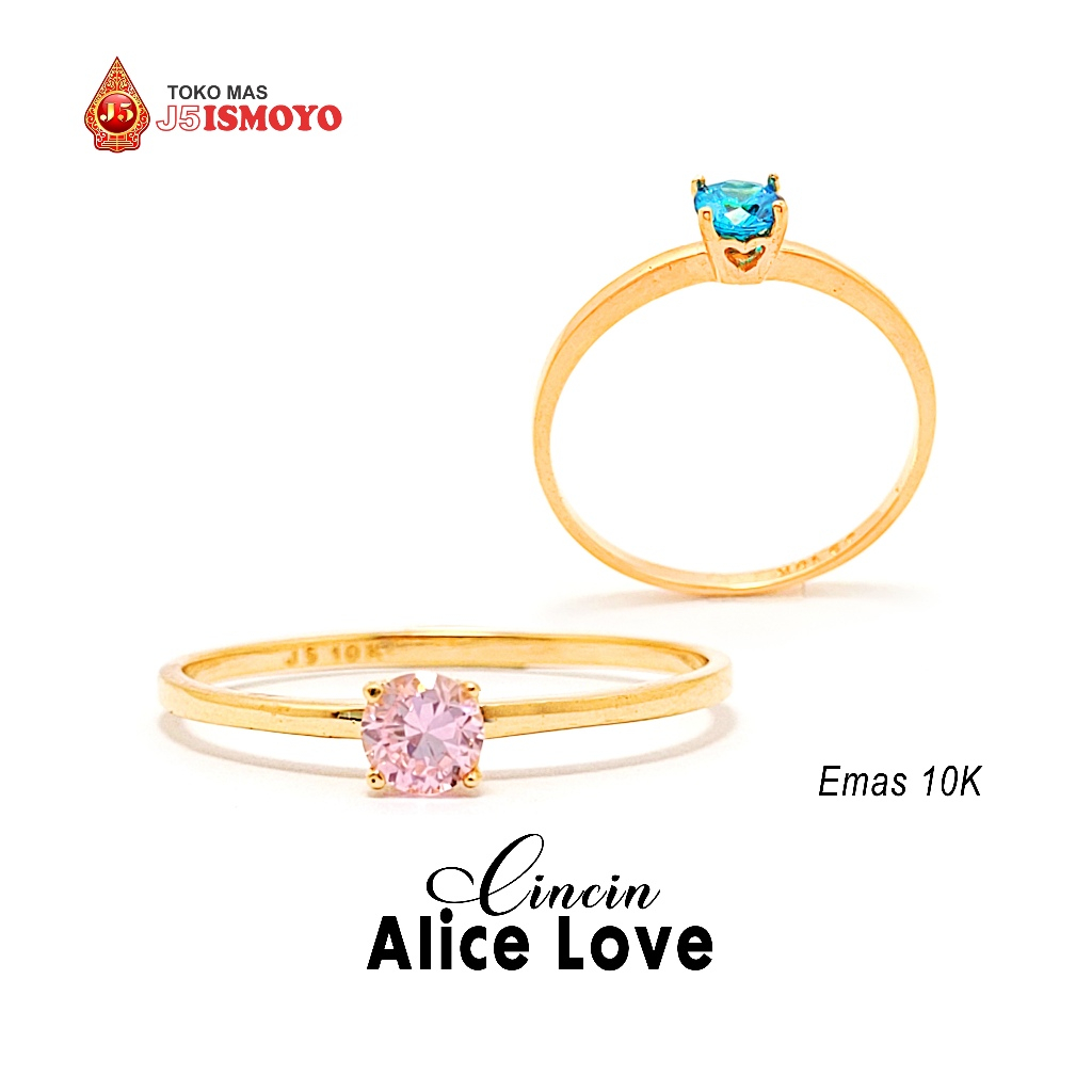 Cincin Emas Solitaire Alice Love J5 Ismoyo