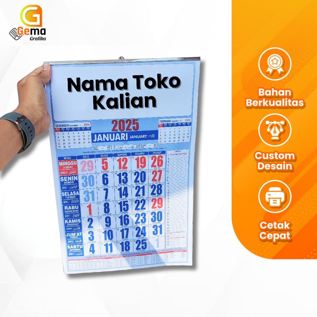 

KALENDER DINDING 2025 KALENDER KERJA TAMBAH NAMA KOP TOKO KALIAN