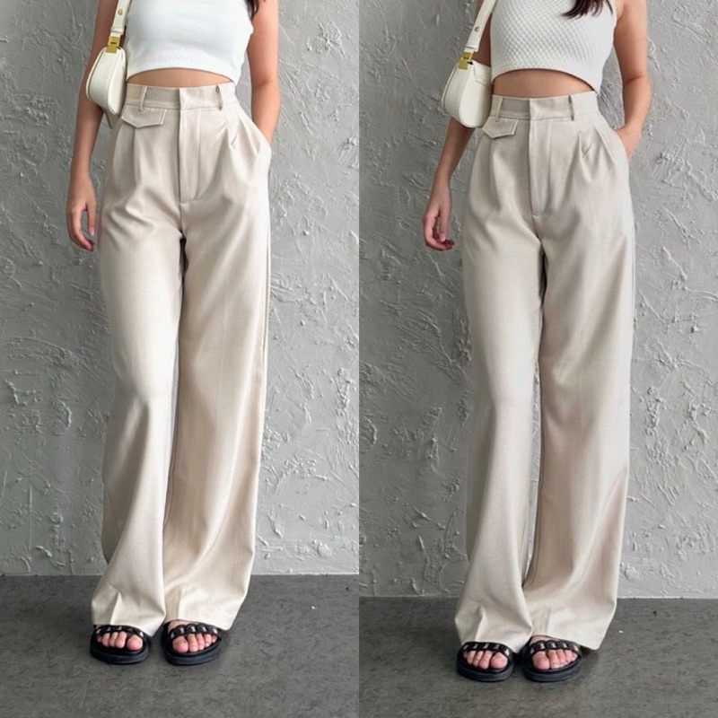Celana Kulot Oro Pants Wanita Kulot Highwaist Bahan Jatuh Ootd Kantor Wanita All Size