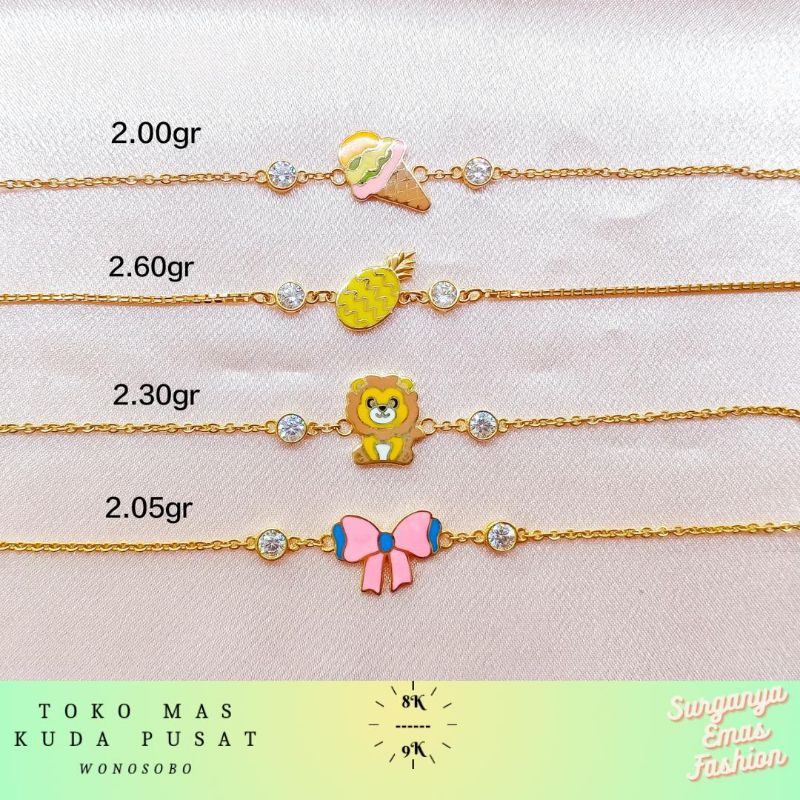 Gelang Fancy Anak Emas Asli 375% & 420%