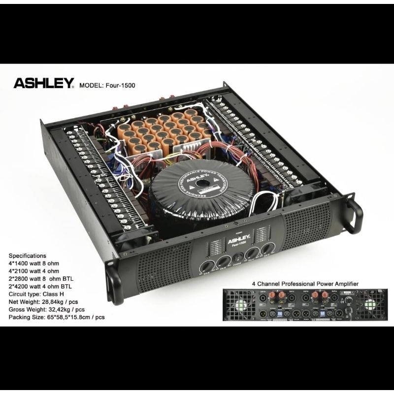 POWER AMPLIFIER ASHLEY FOUR 1500 4CH 4X1400 WATT GARANSI ORIGINAL