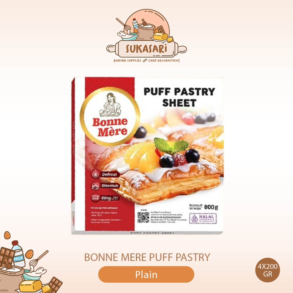 

Bonne Mere Puff Pastry Sheet 4x200 gr / Frozen Pastry Sheet 800gr