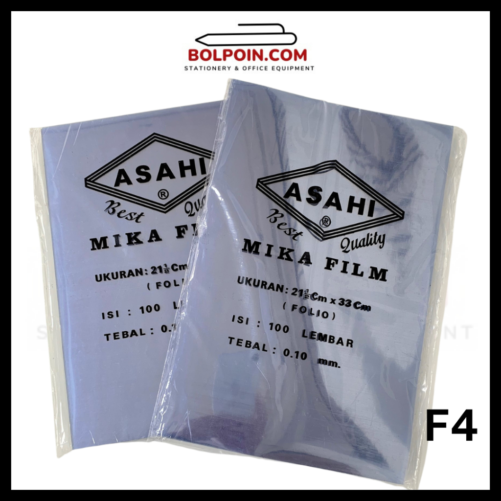 

Mika Cover Jilid ASAHI Folio F4 Plastik Mika Buku 0.10mm (isi 100 lembar)