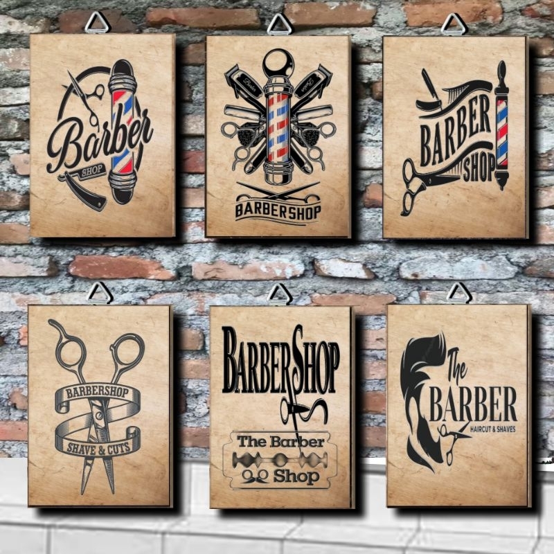 LOGO BARBERSHOP KAYU MDF HIASAN DINDING