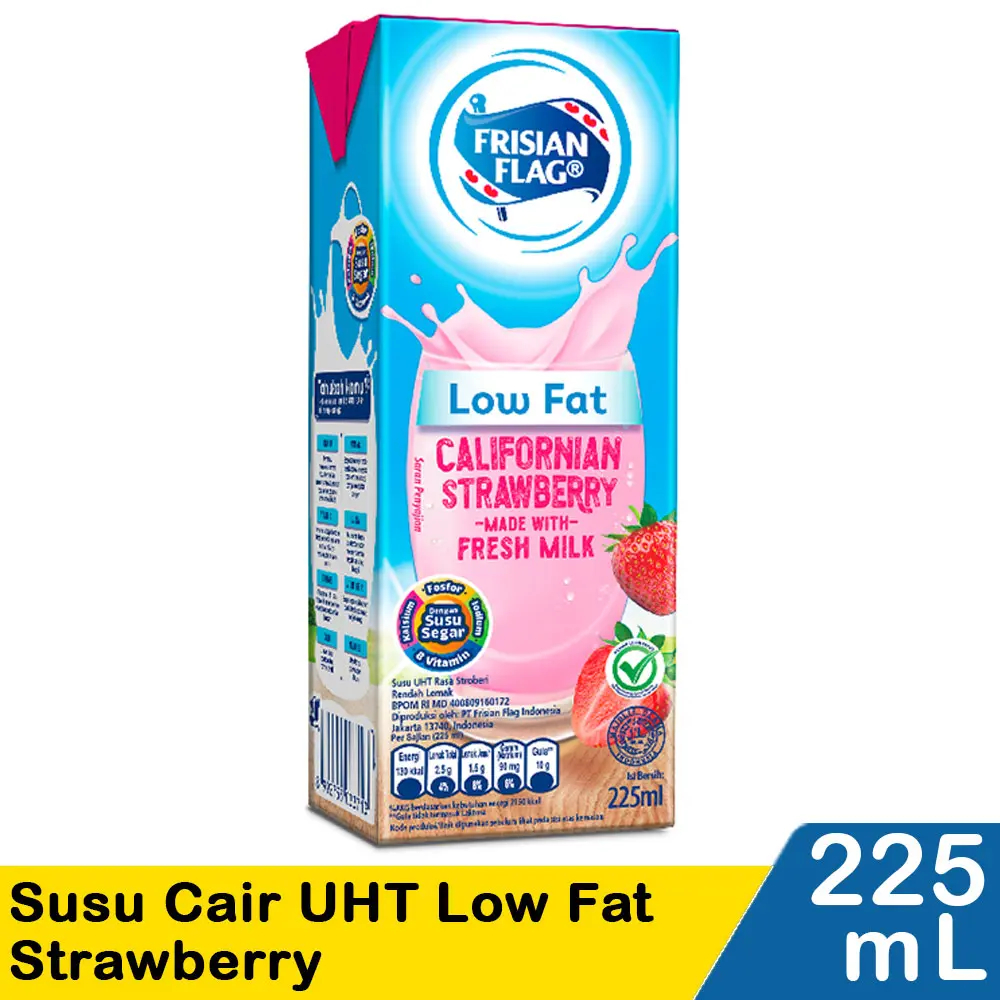 

frisian flag susu uht low fat strawberry 225ml