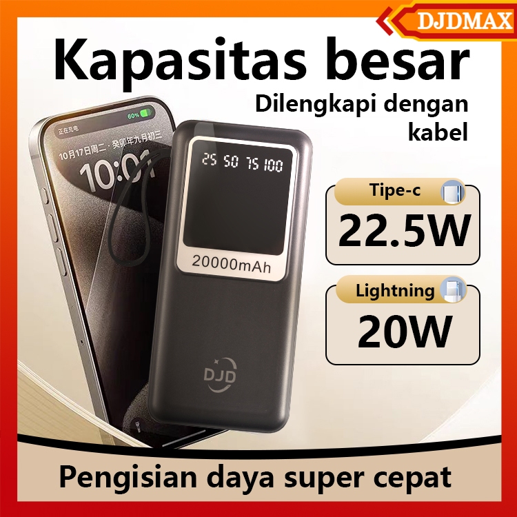 DJDMax Power Bank 20000mAh Fast Charging Powerbank Portable Charger Digital Display for ios Android,