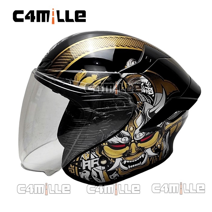 HELM ARL TT COURSE SAMURAI BLACK SINGLE VISOR HALF FACE