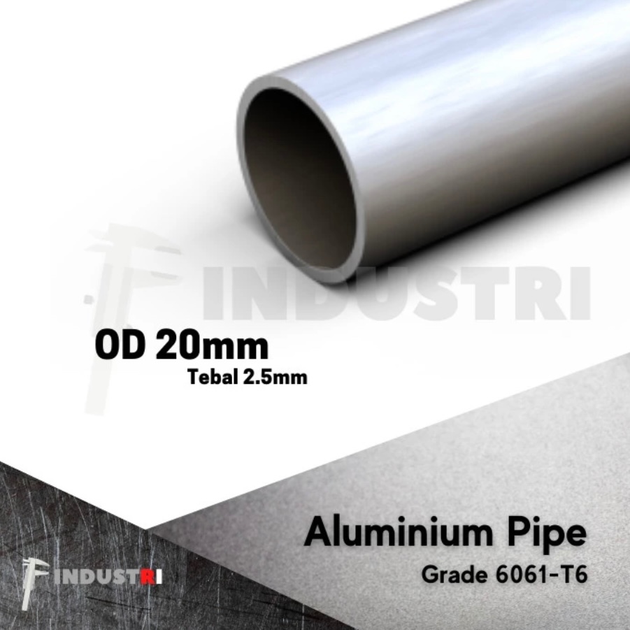 Pipa Aluminium OD 20mm x t. 2.5 mm
