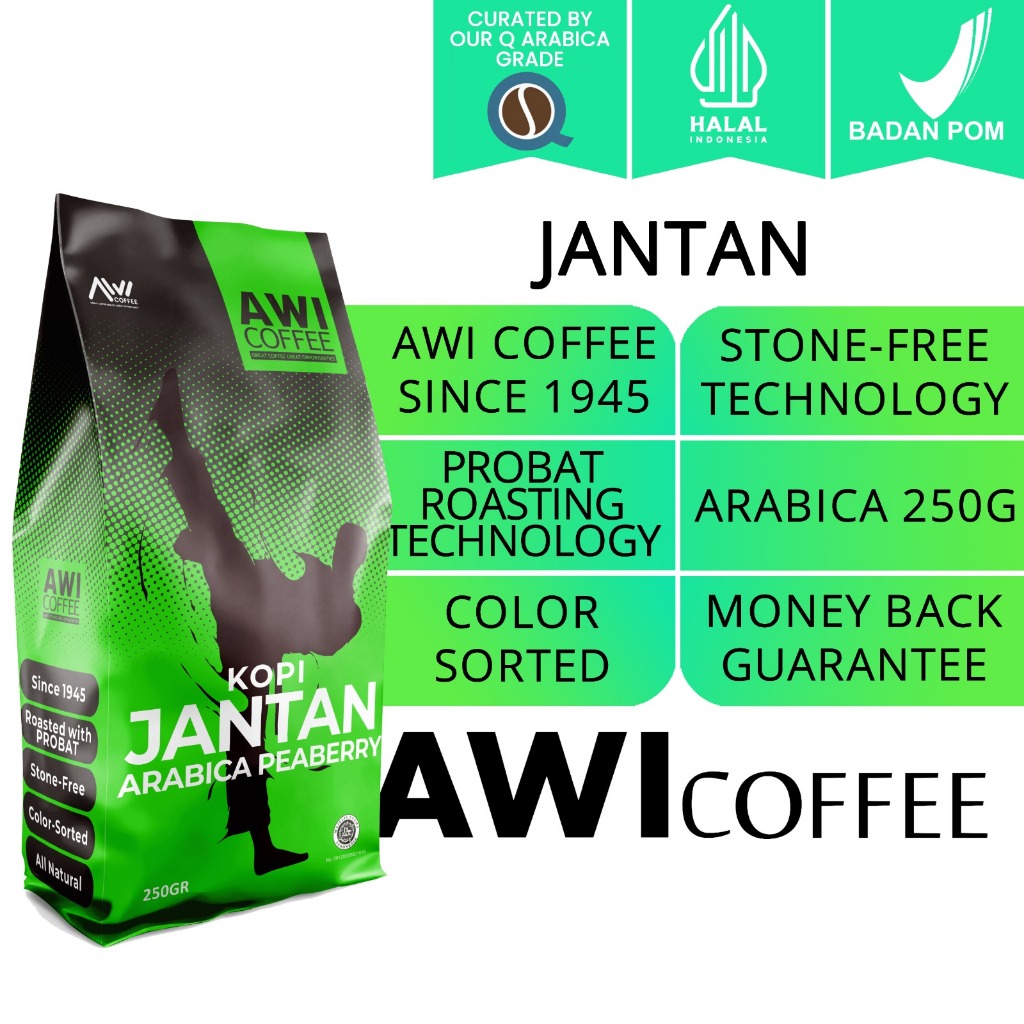 

KOPI SIDIKALANG | JANTAN 250gr | Arabica Peaberry Roasted Bean | 1 Kualitas Ekspor | AWI COFFEE