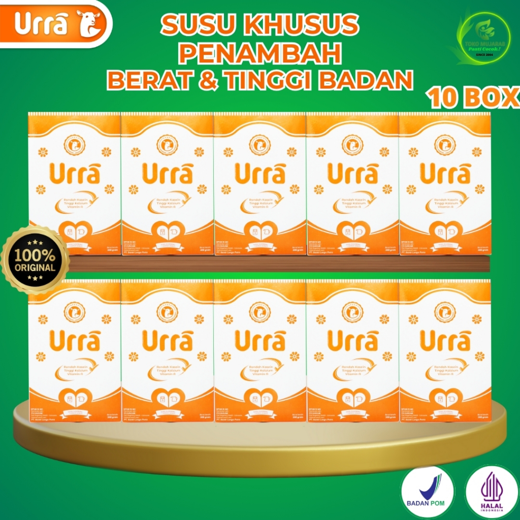 

URRA Susu Kambing Saneen Premium 200gr Rendah kasein Penambah Tinggi Badan dan Berat Badan - 10 Box