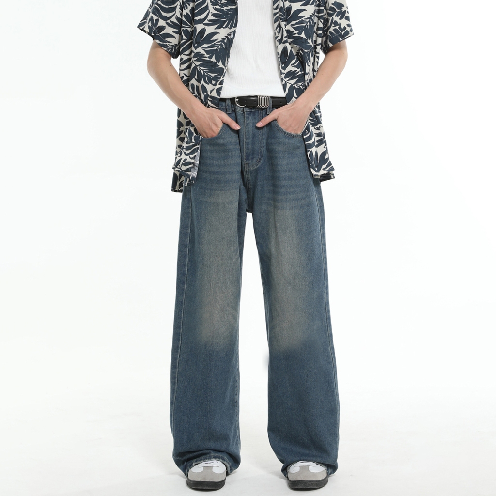 【Boyfriend · Jeans】Tinggi 150-165 cm celana jeans panjang pria celana longgar pria panjang celana st