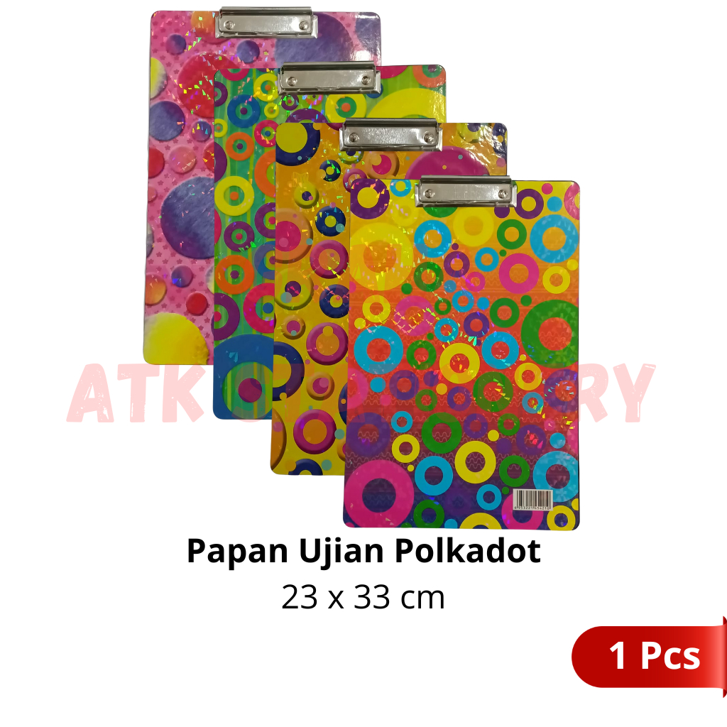 

[1 Pcs] Papan Ujian Motif Polkadot / Klipboard / Alas Papan / Clipboard Papan Ujian Motif Polkadot
