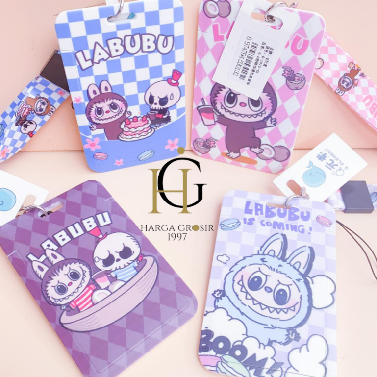 

LANYARD KARTU NAMA LABUBU / Card Holder Sanrio Tempat kartu Flazz E Money Transjakarta / Photocase Card Holder Kuromi Purin Melody Kuromi