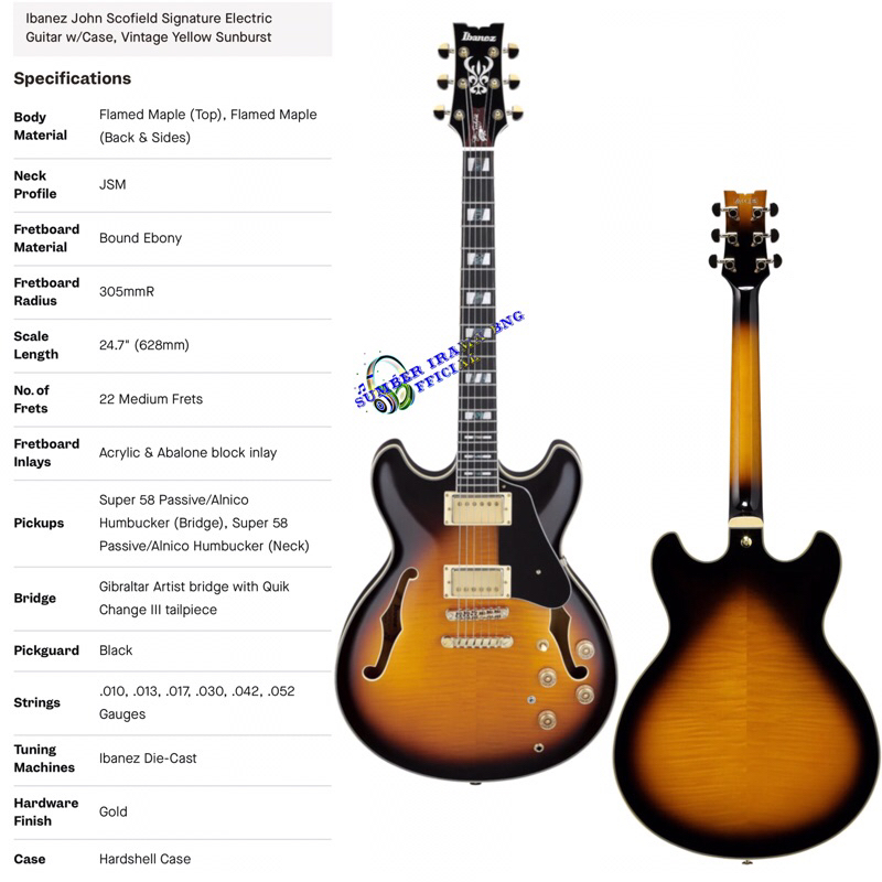 IBANEZ JOHN SCOFIELD ELECTRIC GUITAR w/ CASE