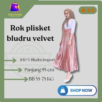 Rok Plisket Bludru Panjang Premium Import