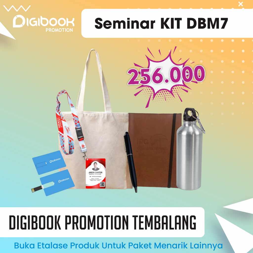 

Totebag Kanvas, Notebook Kulit Karet, Flashdisk Kartu 8GB, Tumbler Ventura, Idcard + Lanyard, Pulpen Besi | Paket Seminar Kit Isi 6 | DBM7