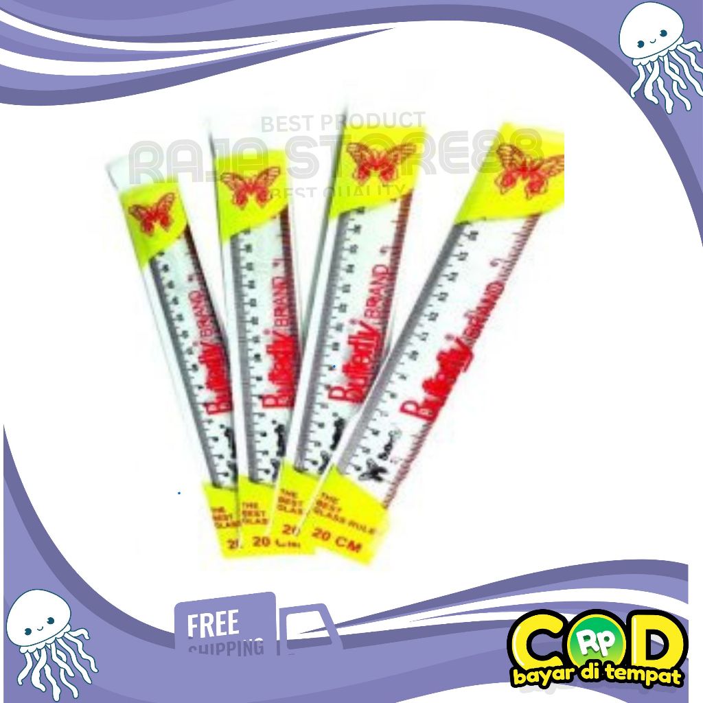 

Penggaris Butterfly 30CM,20CM,15CM isi 12 PCS