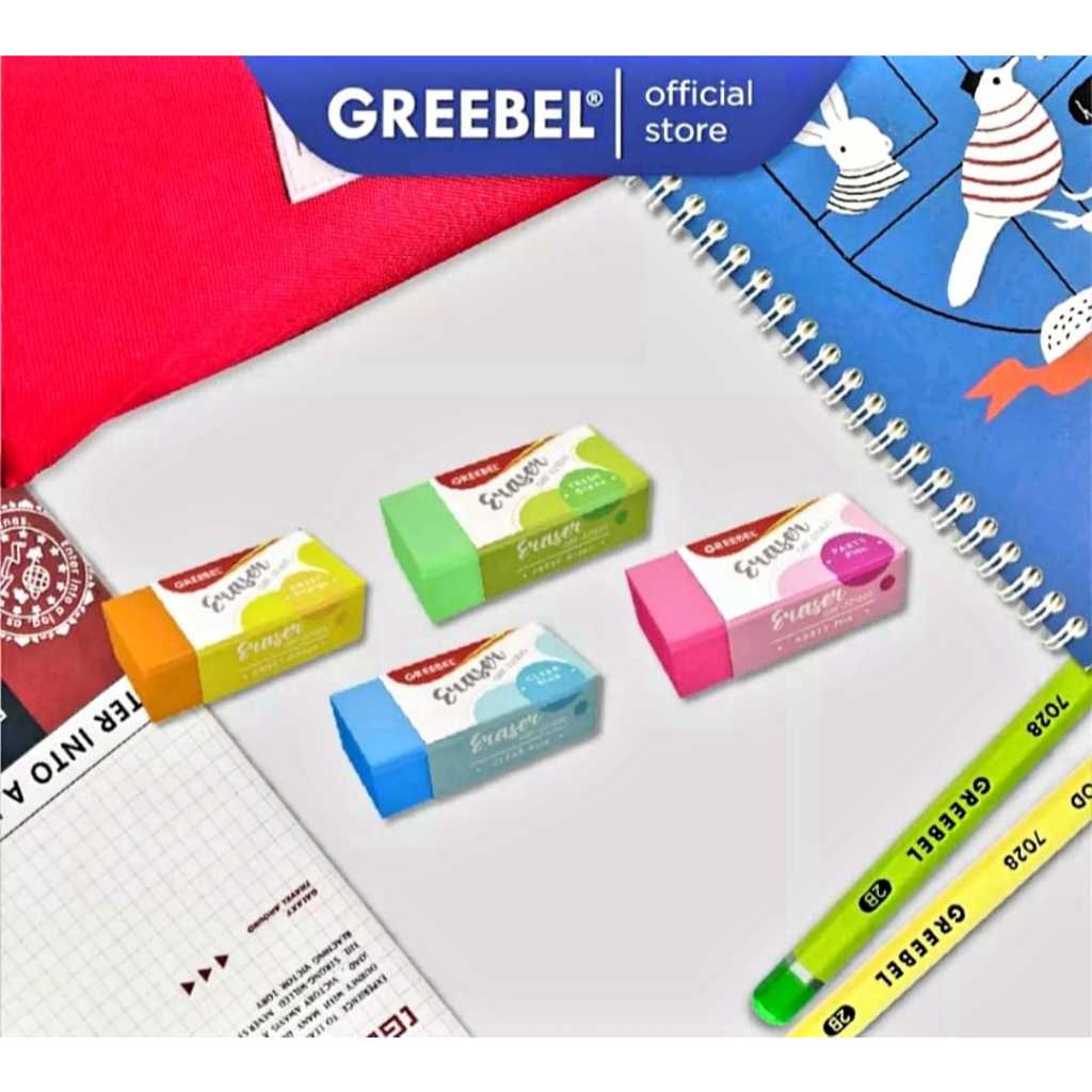 

PENGHAPUS PENSIL GREEBEL ERASER GBF-221820L WARNA PINK ORANGE HIJAU BIRU TERLARIS