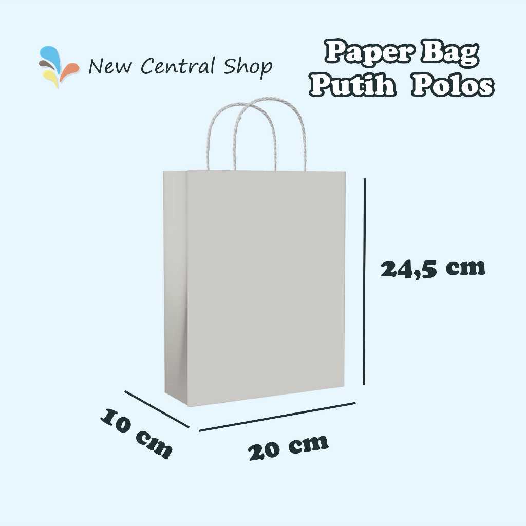 

Paper bag Putih Polos uk 24,5 x 20 x 10 cm tebal 160 gsm