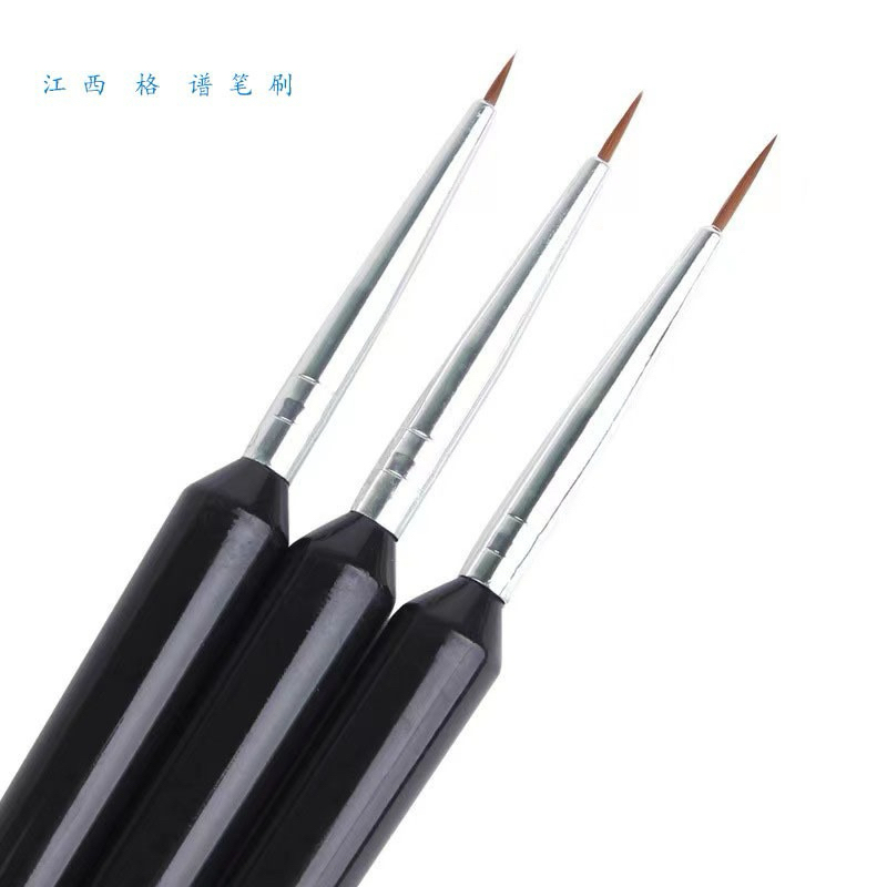 3 Set Kuas Nail Art Gangang Hitam - Kuas Nail Art 12mm 10mm 8mm - Kuas Kutek Gel - Nail Art Brush Bu