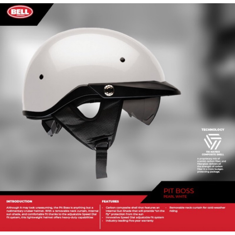 BELL PIT BOSS, PEARL WHITE, HELM RETRO, HELM CLASSIC