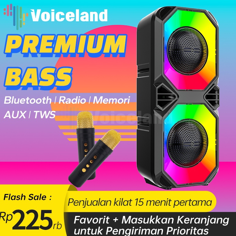 Wow Murah Meriah PREMIUM BASSSpeaker Bluetooth Karaoke 2 Mic Besar Super Bass 8 Inci Polytron Protab