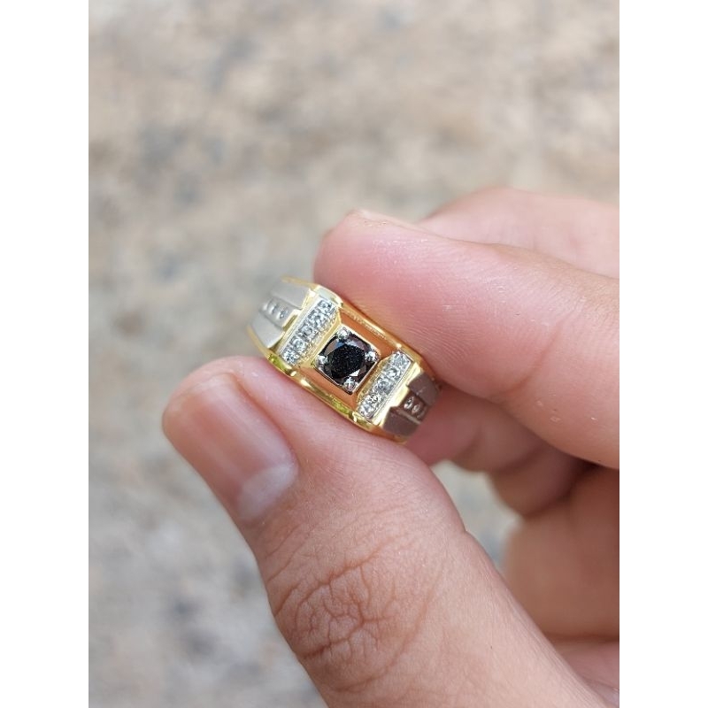 Cincin Berlian Pria Minimalis Natural Black Diamond